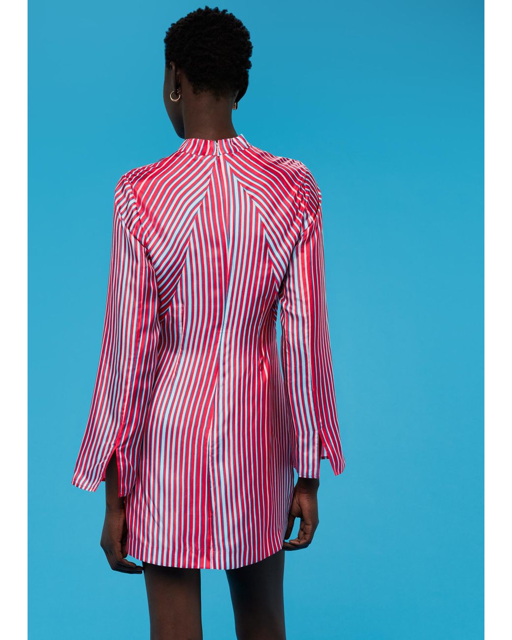 Whistles Blue Tangle Stripe Silk Mix Dress