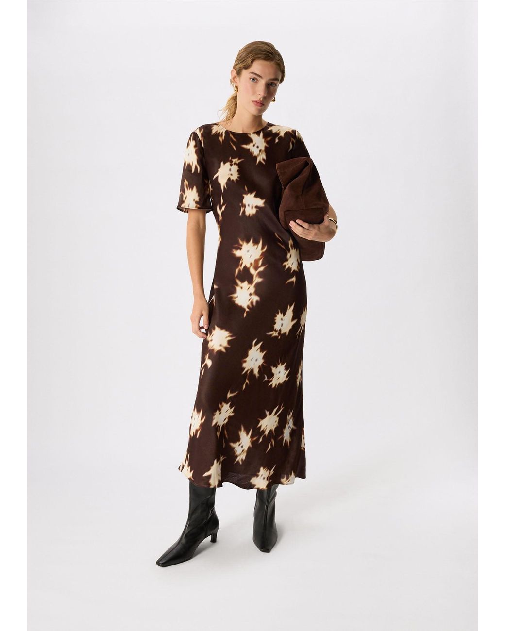 Whistles White Shadow Floral Midi Dress