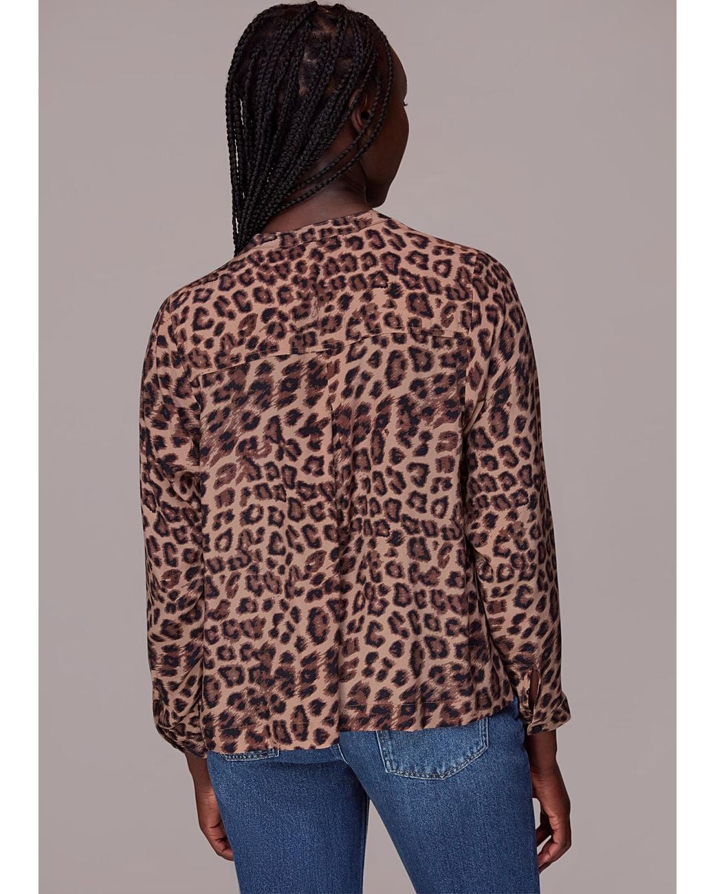 Whistles Blue Meara Jungle Cheetah Blouse