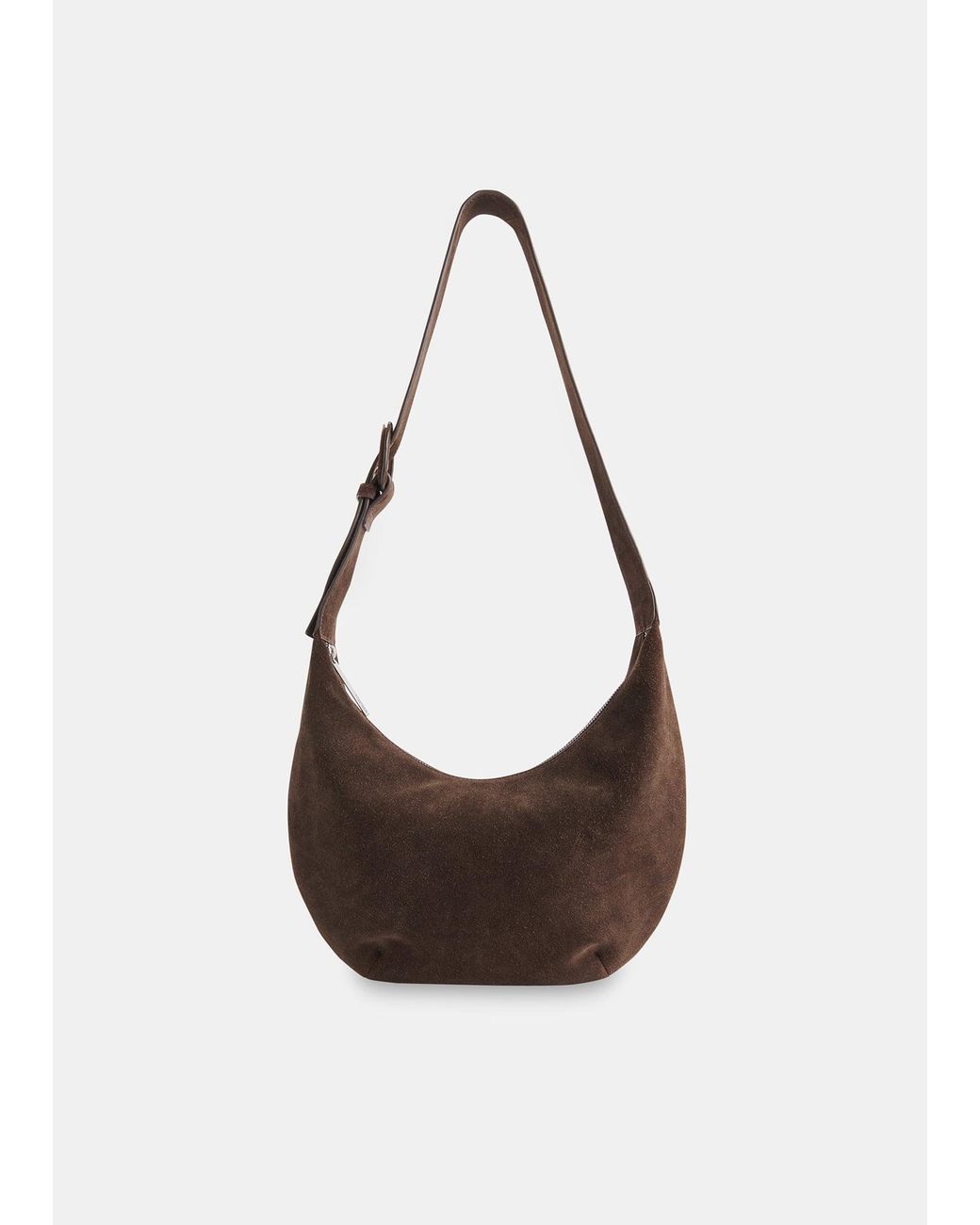 Whistles White Sia Suede Curved Crossbody Bag