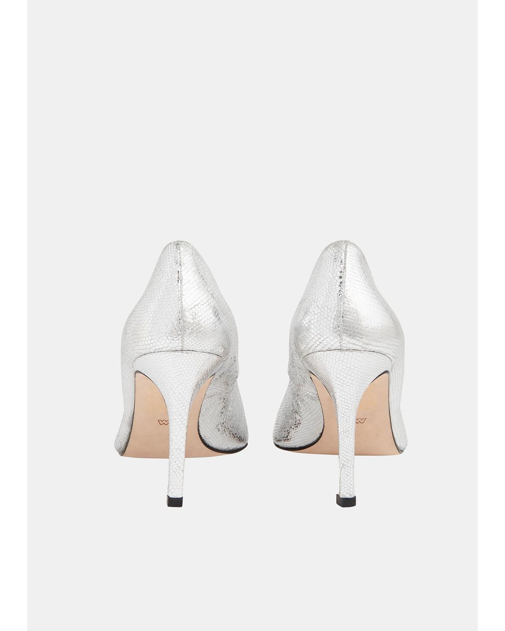 Whistles White Corie Textured Heeled Pump
