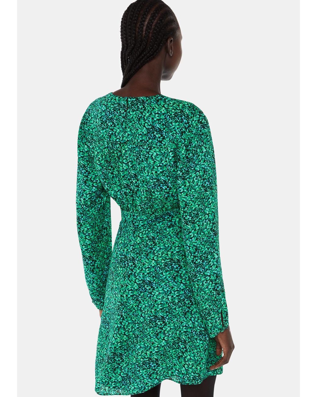 Whistles Green Dappled Floral Lori Dress