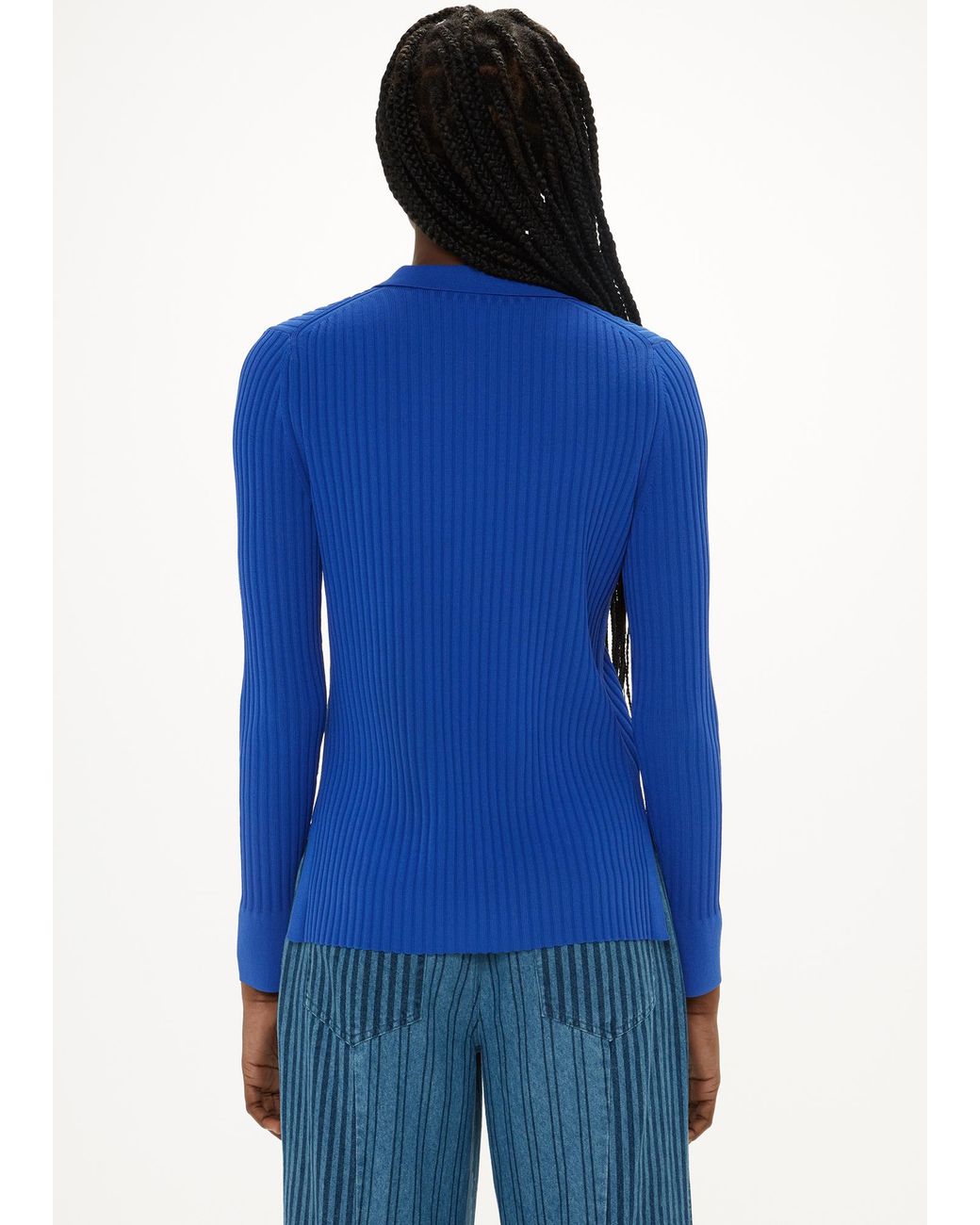 Whistles Blue Collar Ribbed Shirt