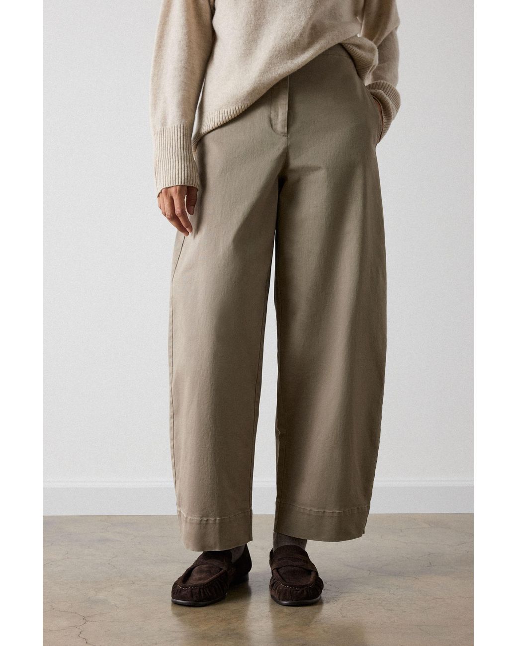 Whistles Natural Clean Cotton Barrel Trouser