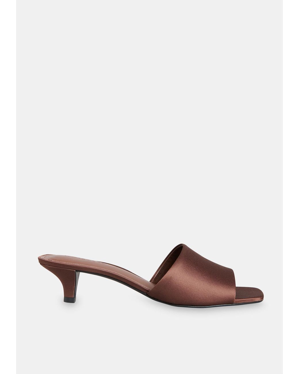 Whistles Brown Satin Slip On Heeled Mule