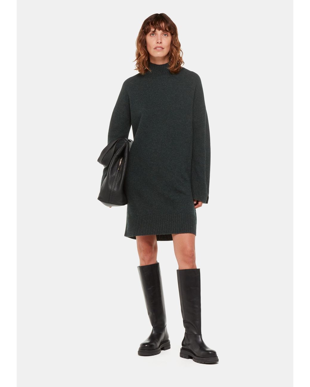 Whistles Black Amelia Wool Knitted Dress