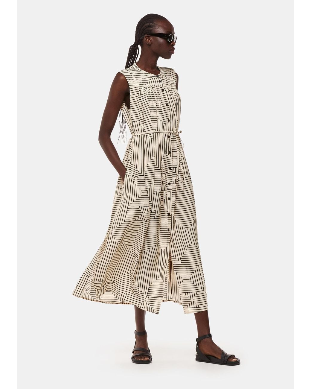 Whistles Natural Angled Stripe Ilana Dress