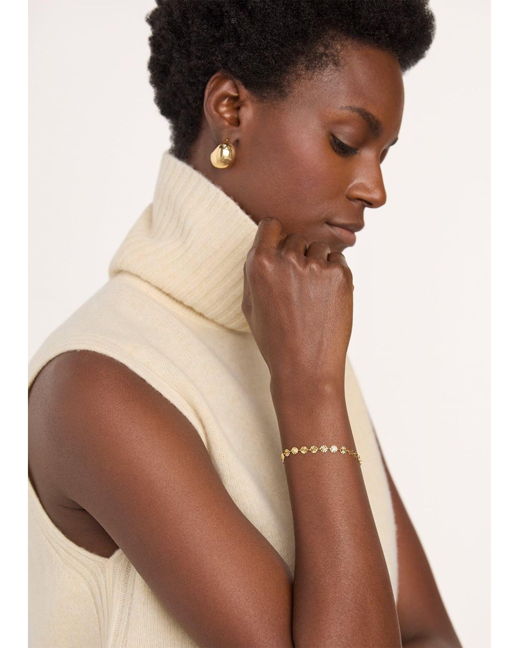 Whistles Metallic Textured Circle Chain Bracelet