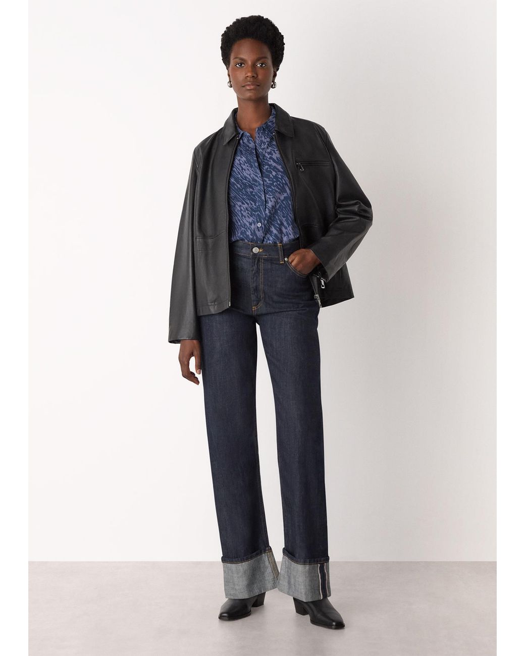 Whistles Blue Abstract Marks Collared Shirt