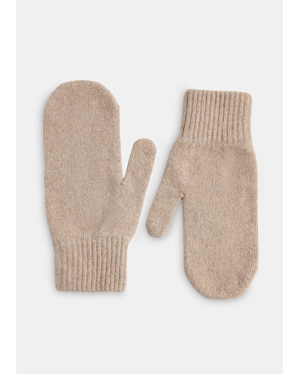 Whistles Natural Cashmere Wool Blend Mittens