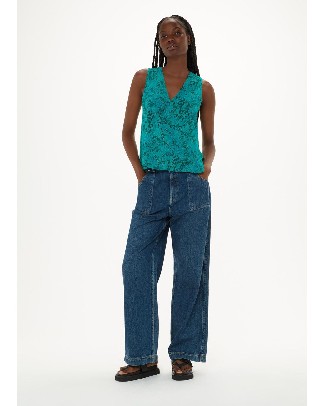 Whistles Blue Diagonal Snake Vest Top