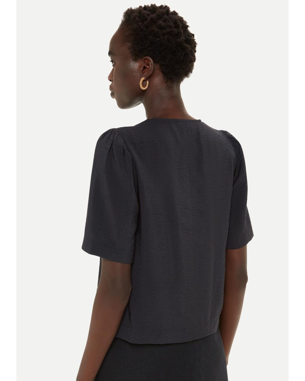 Whistles Black Nicola Bow Front Top