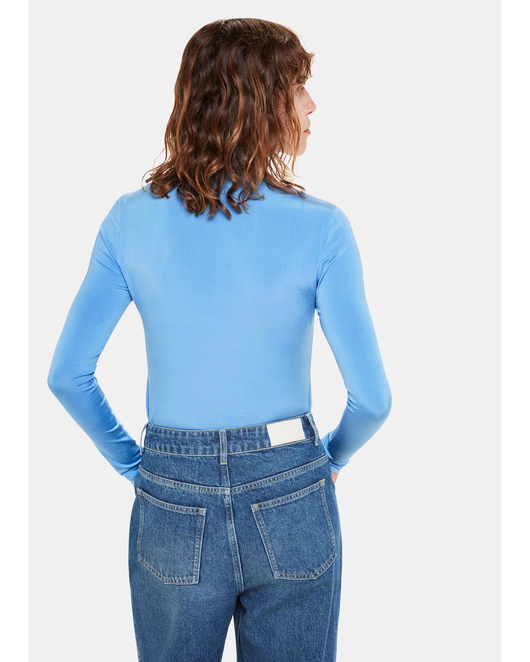 Whistles Blue Slinky High Neck Top