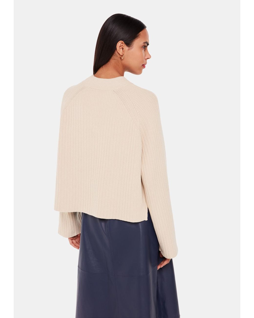 Whistles Blue Cotton Rib Crew Neck Knit
