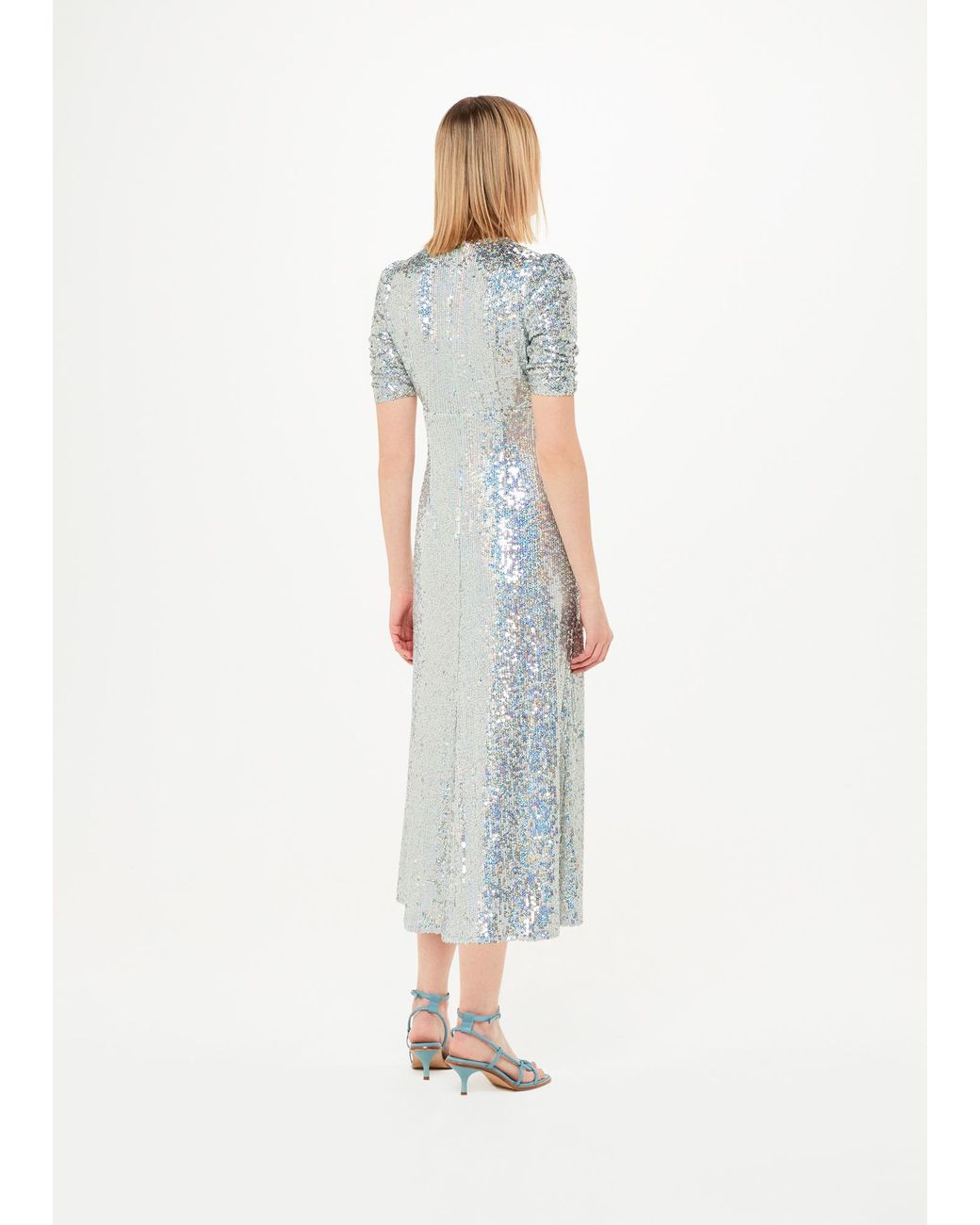 Whistles White Sequin Midi Dress