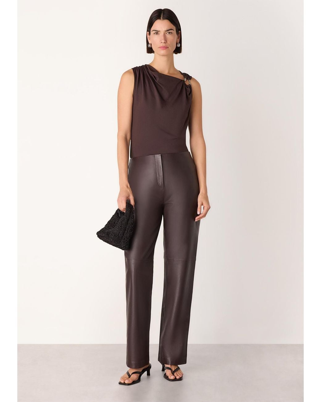 Whistles Brown Ring Detail Sleeveless Top