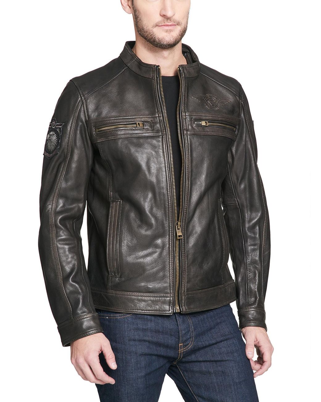 Wilsons Leather Gabe Leather Jacket With Patches in Black for Men - Lyst
