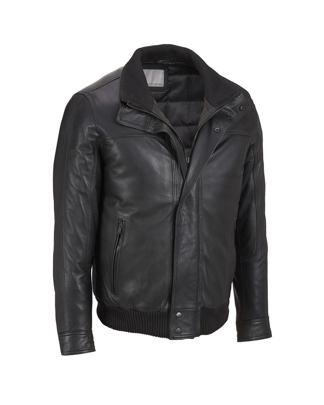 Wilsons Leather | Men's Miles Patch Pocket Bomber Jacket | Black | Small
