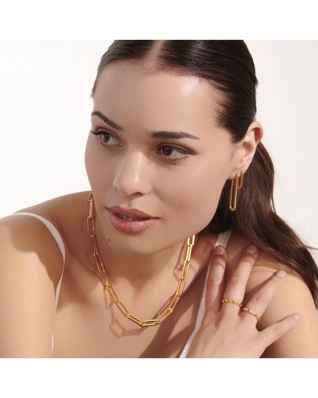With Love Darling Metallic Mia Short Link Earrings