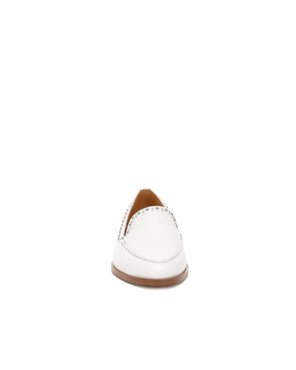 Rag & Co White Wolferton Delicate Stud Detail Leather Loafers