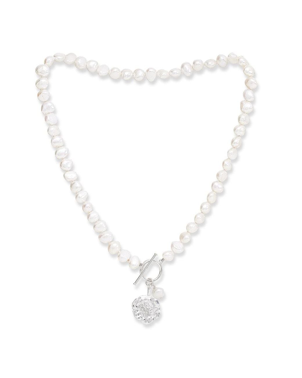 Pearls of the Orient Online Metallic Vita Cultured Freshwater Pearl Necklace With Cherry Blossom Charm