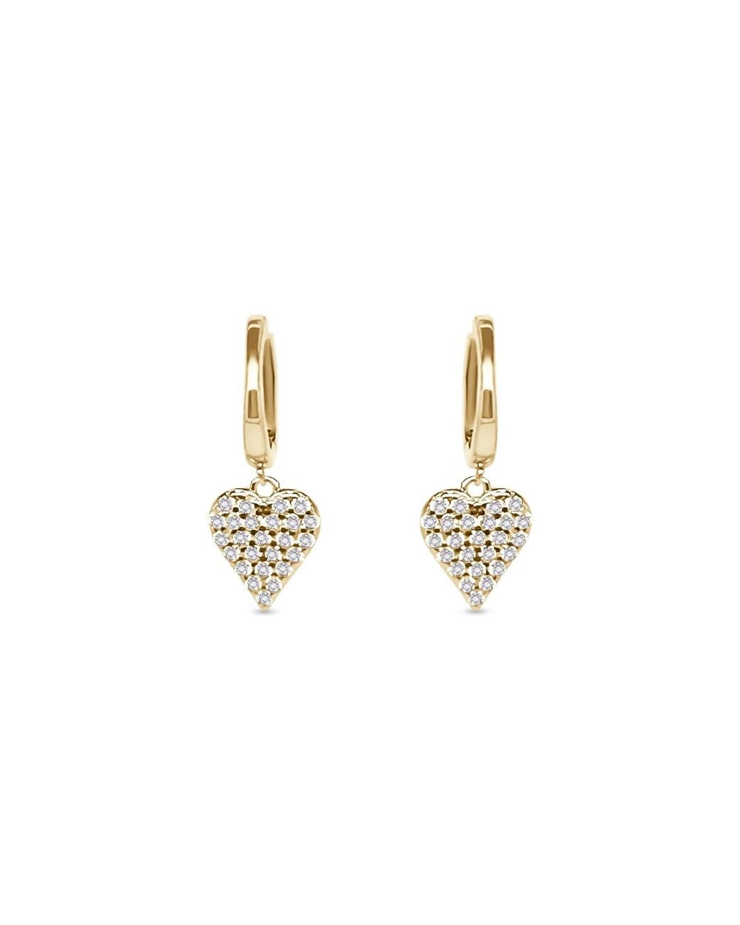 Clemence Wren Metallic Sparkly Heart Charm Hoop Earrings