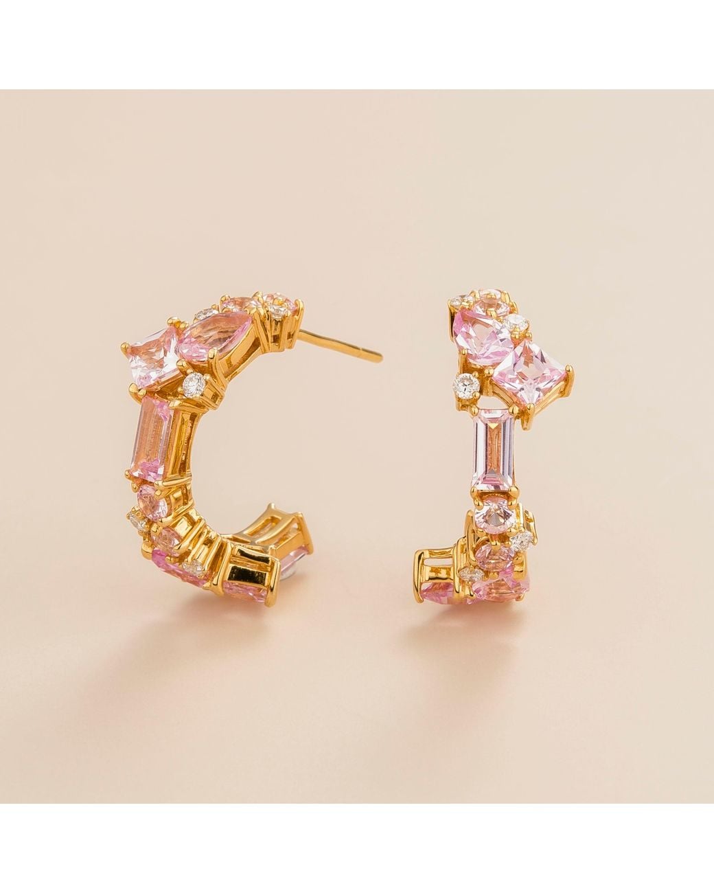Juvetti Metallic Sapphires And Diamonds Medium Hoop Lanna Earrings