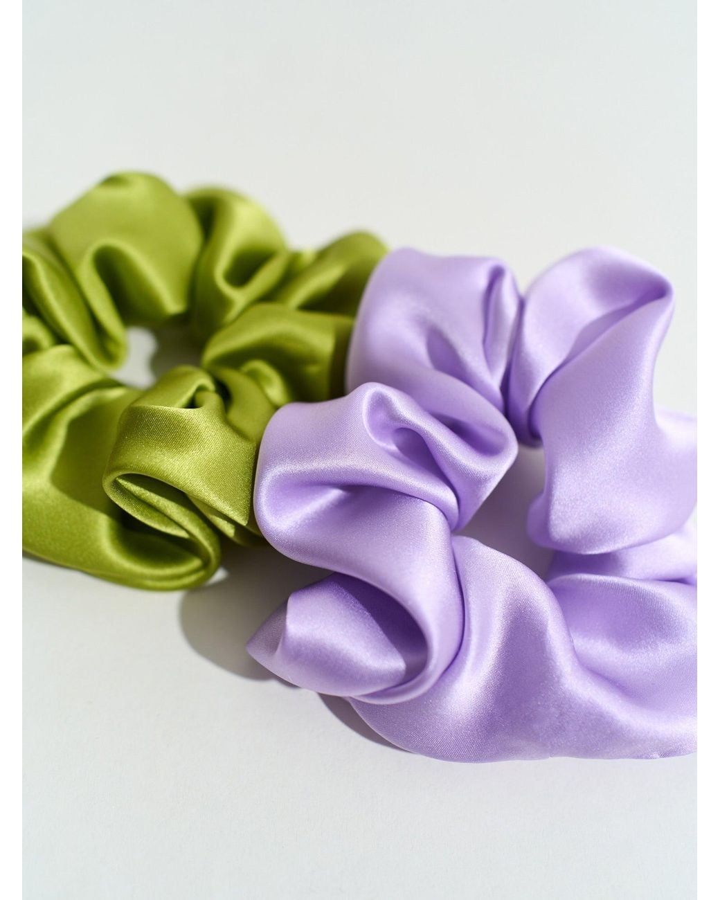Lost Pattern Green Silken Hair Silk Scrunchie Hair Tie