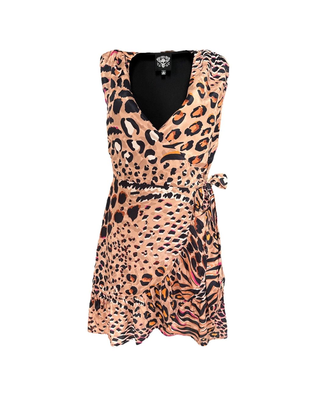 Any Old Iron Multicolor Neutrals Neutral Animal Wrap Dress