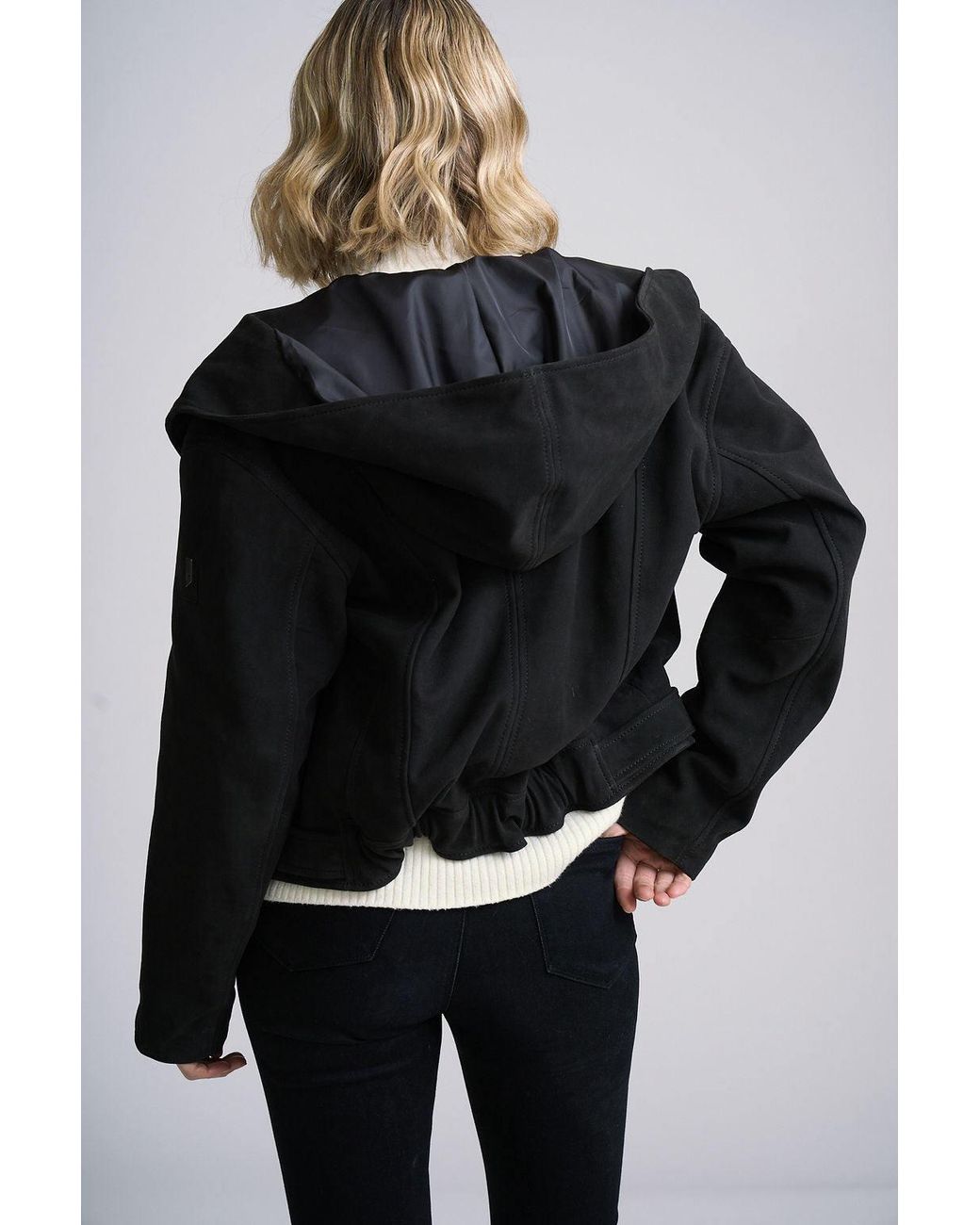 Mauritius Black Soft Suede Hooded Shirt-Jacket Anna