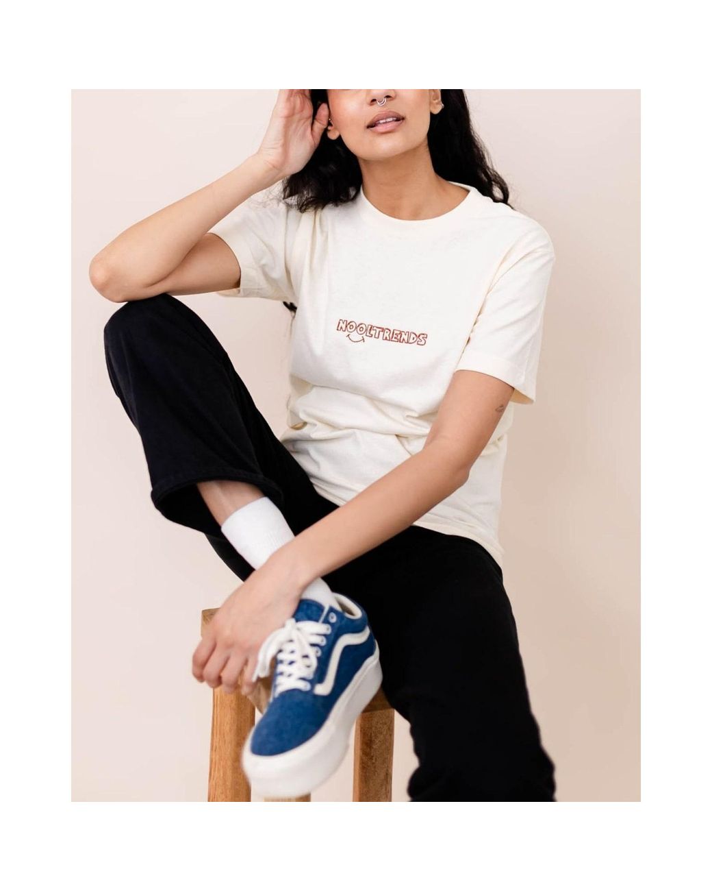 Nooltrends White Neutrals Gender Neutral Smiley T-Shirt for men