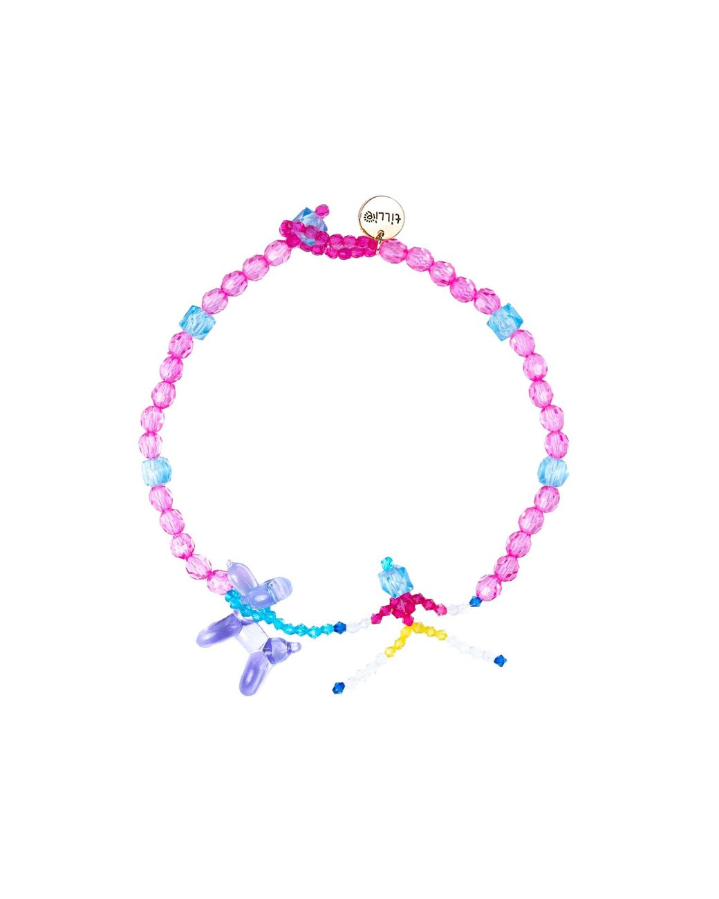 Tillie Beads Blue Pup Skeleton Bead Necklace