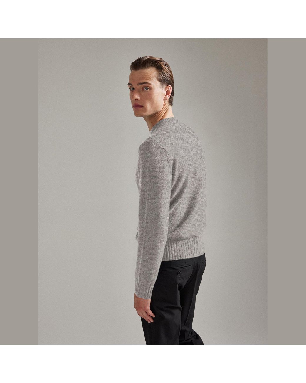Salts Cashmere Gray Lofty Knit Crew Neck Sweater