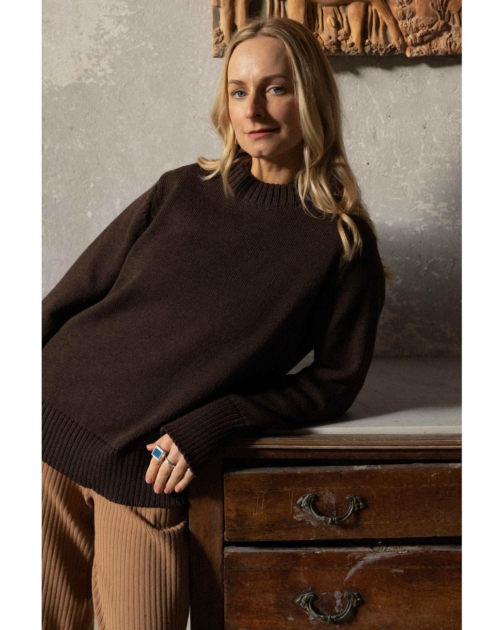 SALANIDA Brown Marina 100% Merino Jumper Chocolate