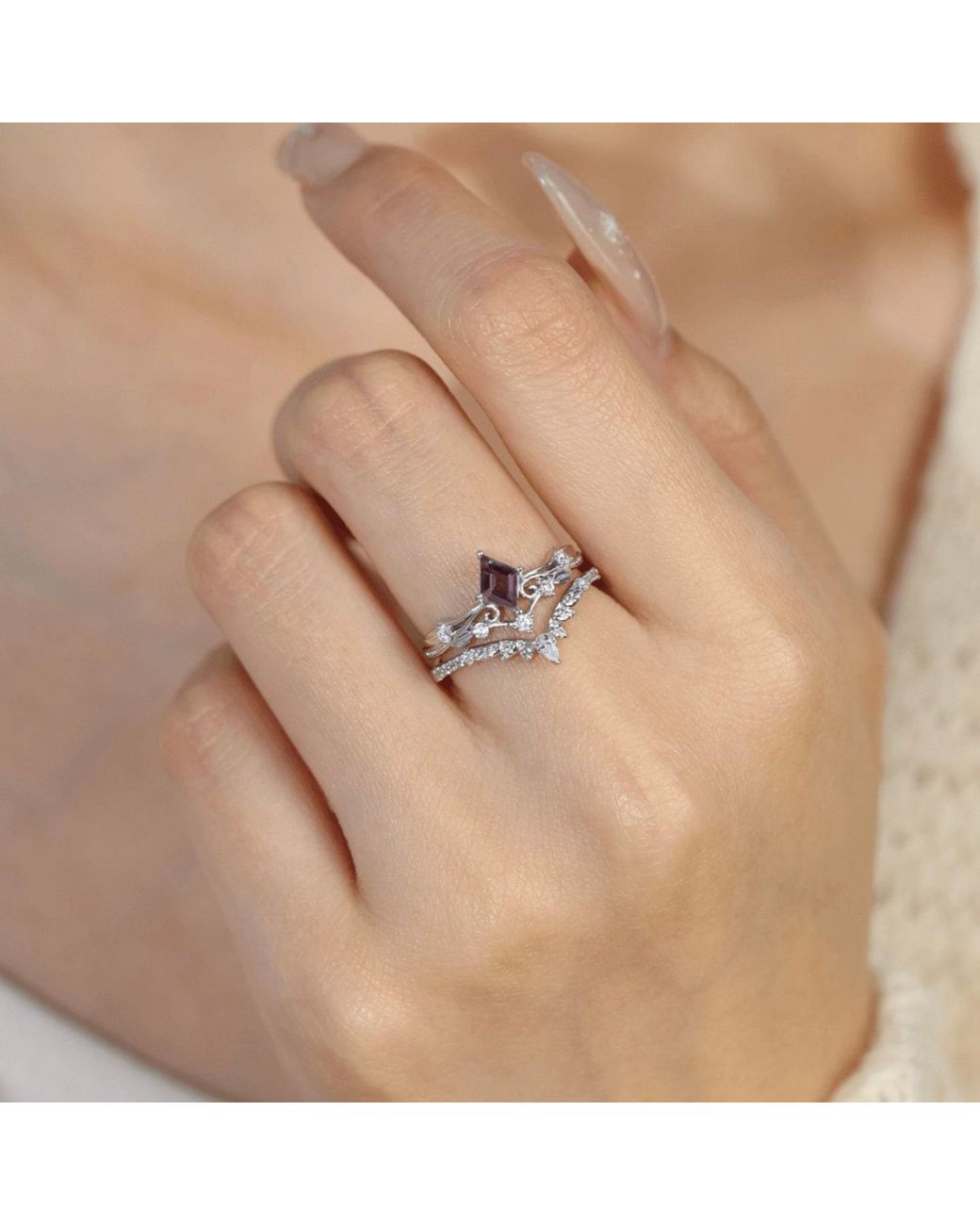Azura Jewelry New York Blue Victorian Lace Alexandrite Ring Solid