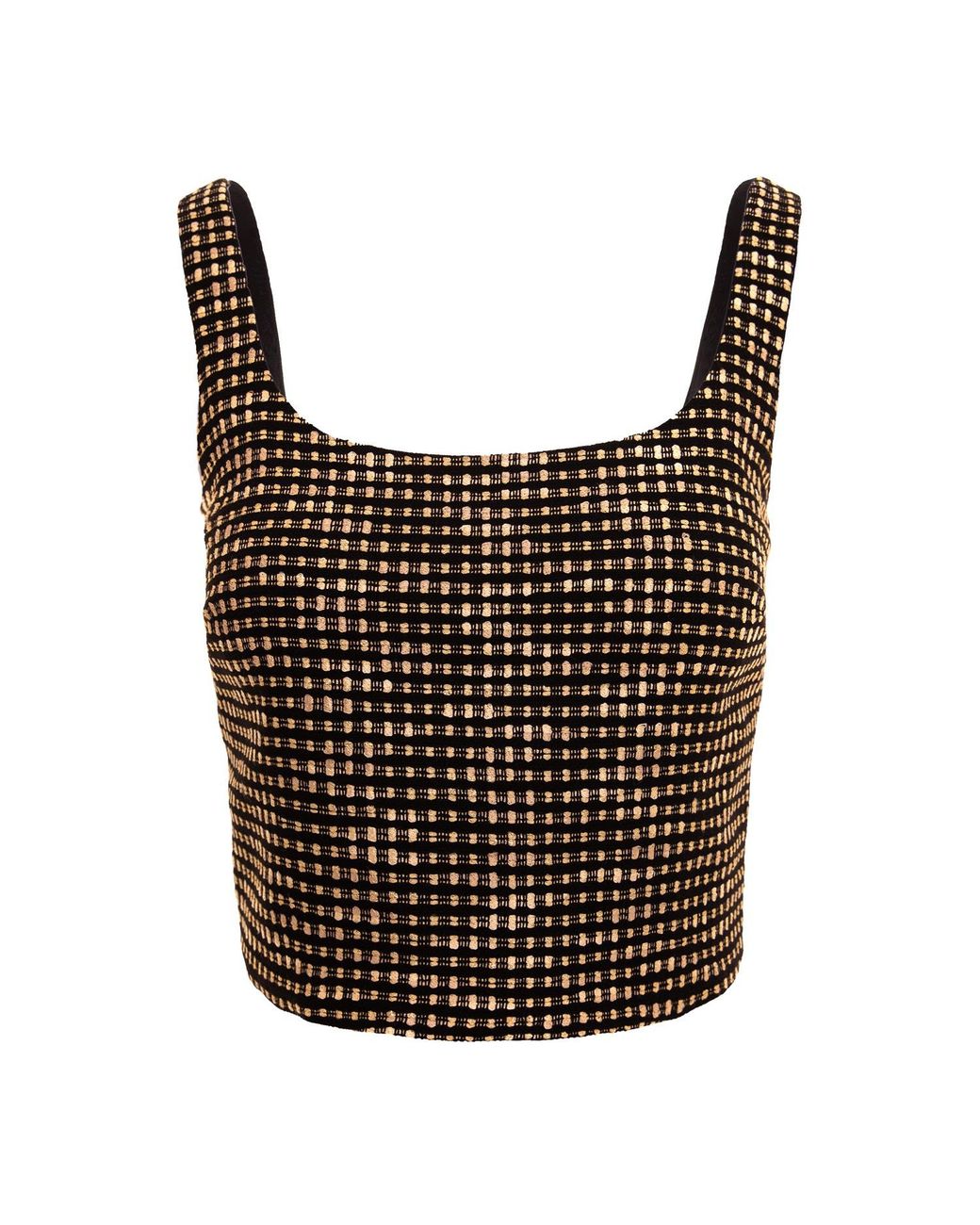 AVENUE No.29 Black Tweed Cropped Blouse With Metallic Zipper
