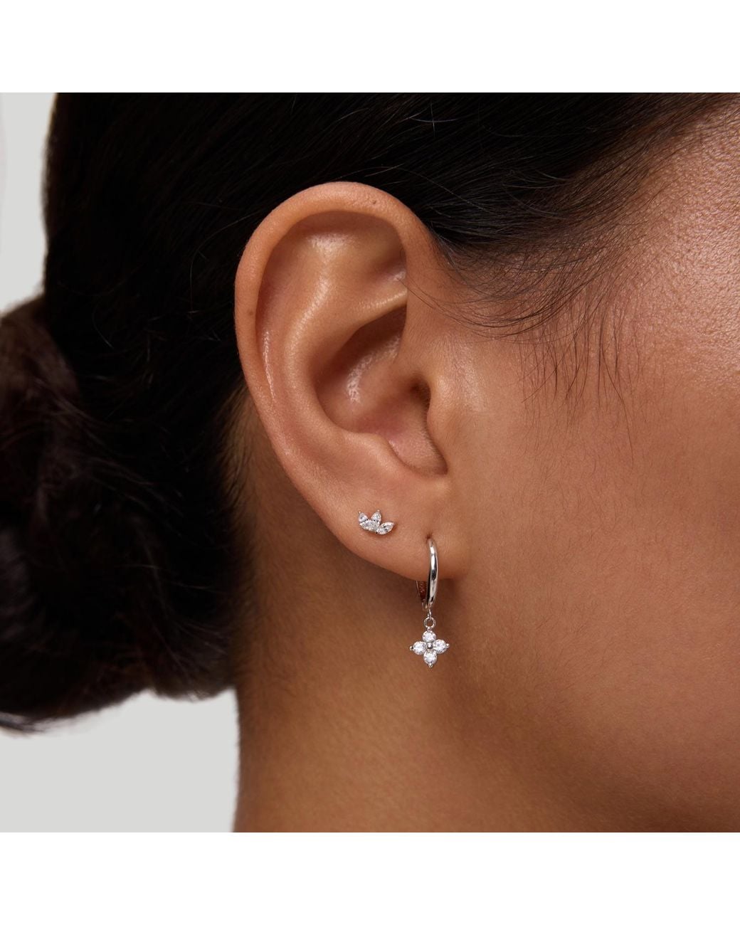 Vanhi Metallic 14K Solid Lab-Grown Diamond Lotus Flat Back Stud