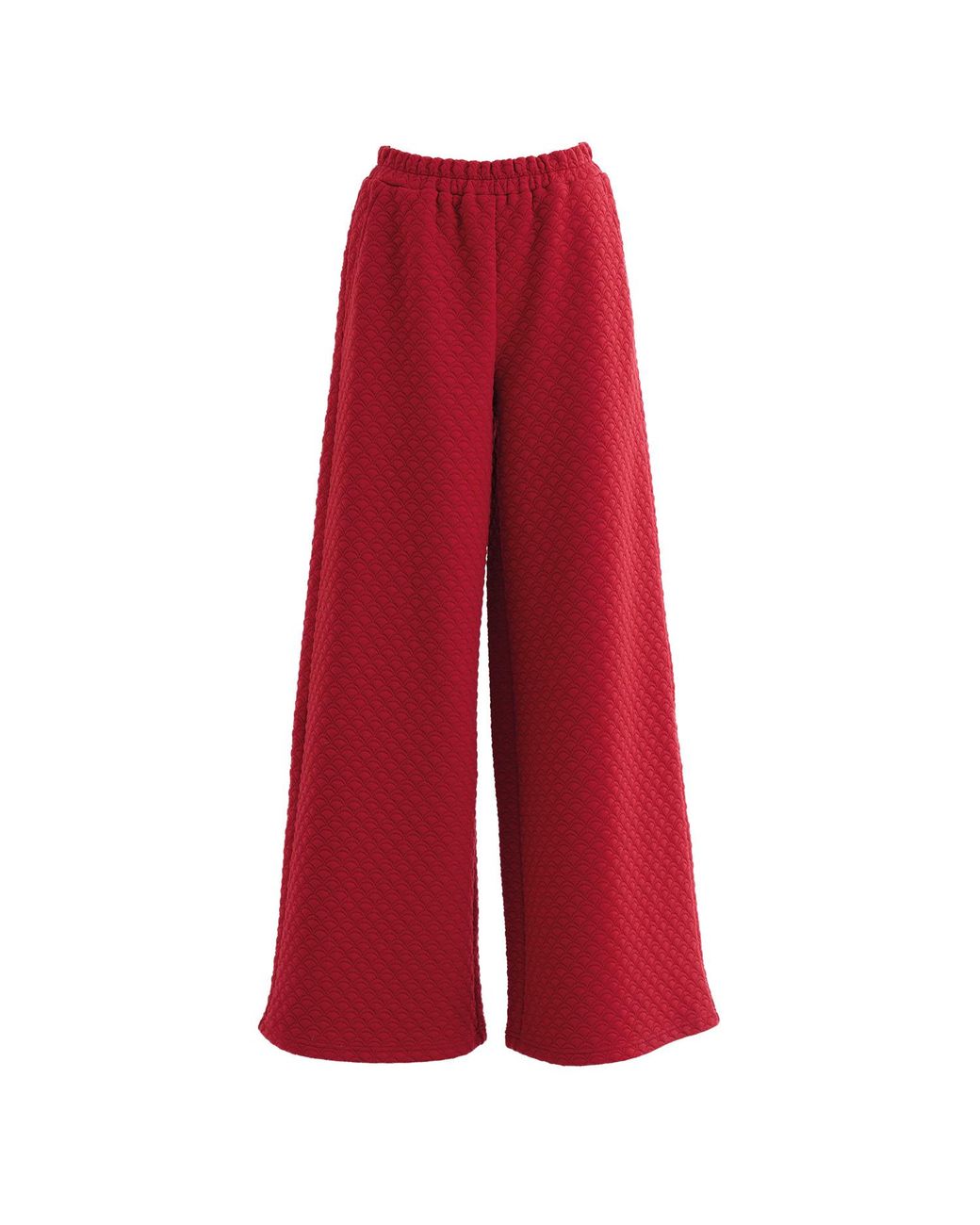 Louche Red Flory Scallop Quilt Wide Leg Trouser
