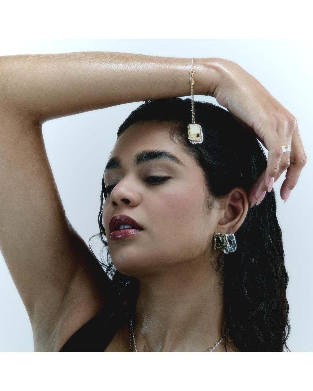 De Roms Metallic Abstract Molten Soulmate Earrings