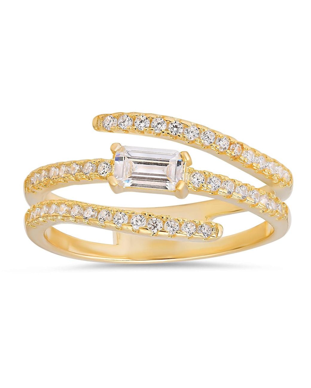 Kylie Harper Metallic Baguette-Cut Crossover Statement Ring