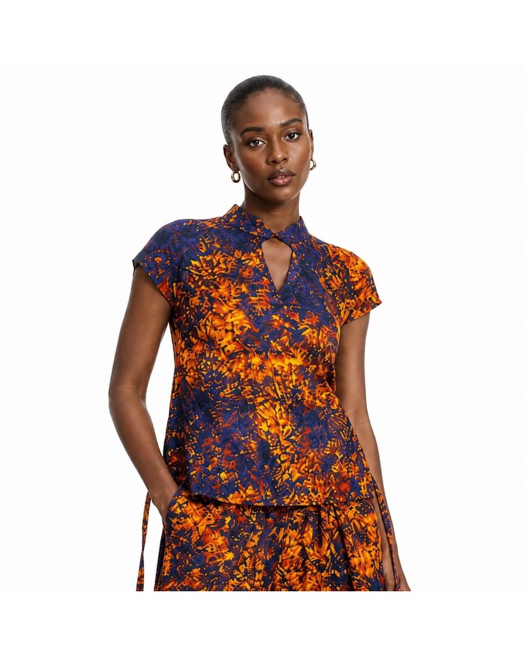 Chuks Collins Blue Ajah Resort Collection- Top With Drawstring On The Side