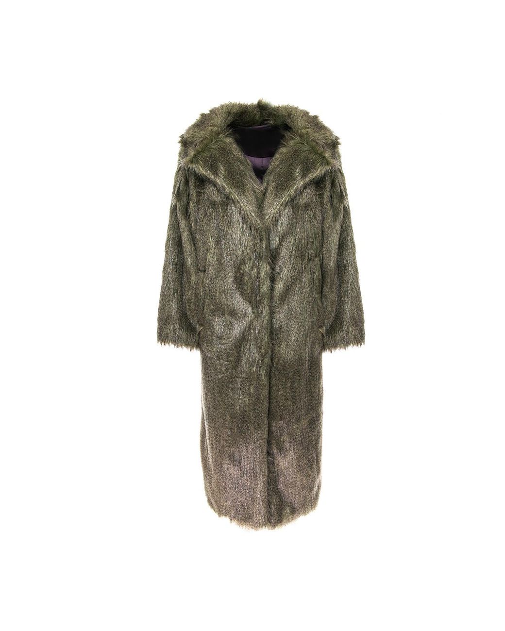 Silvia Serban Green Long Hair Fur Coat/Vest