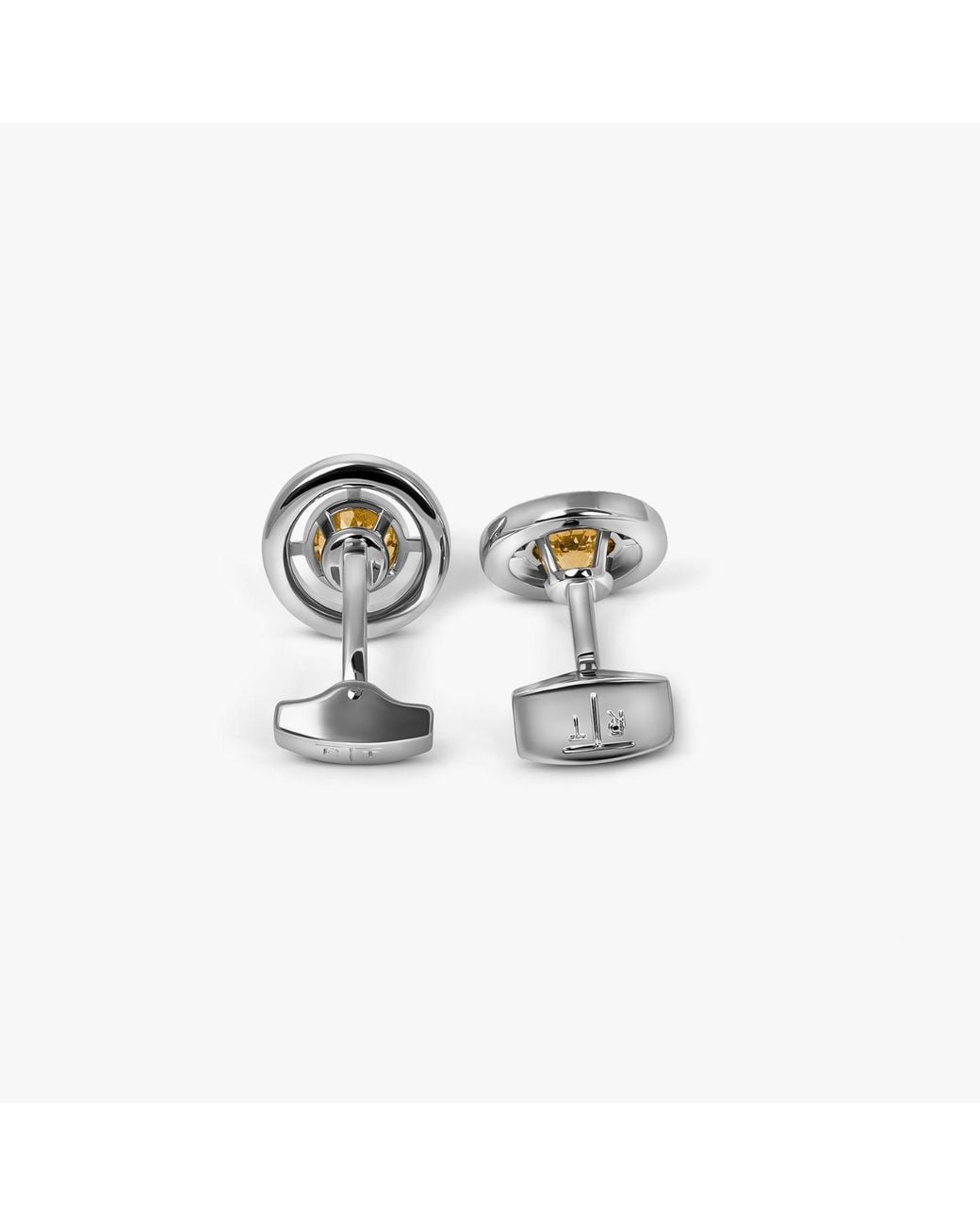 Tateossian Metallic Halo Round Cz Cufflinks With Champagne & Rhodium Plated for men