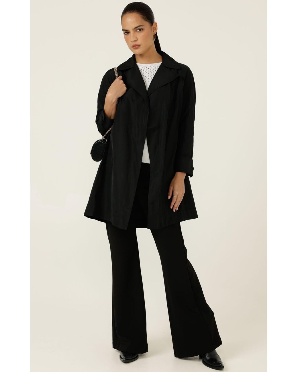 SACHA DRAKE Black Noir Water-Resistant Trench Coat