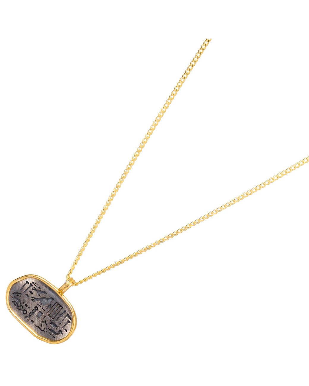 Ebru Jewelry Metallic Spiritual Egyptian Symbols Sterling & Oval Pendant Dainty Necklace
