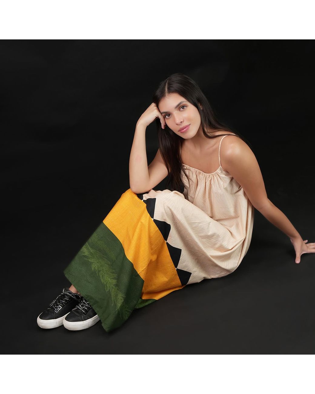 DHARA SHETH DUBAI Yellow Beyond The Horizon Spaghetti Strap Maxi Dress