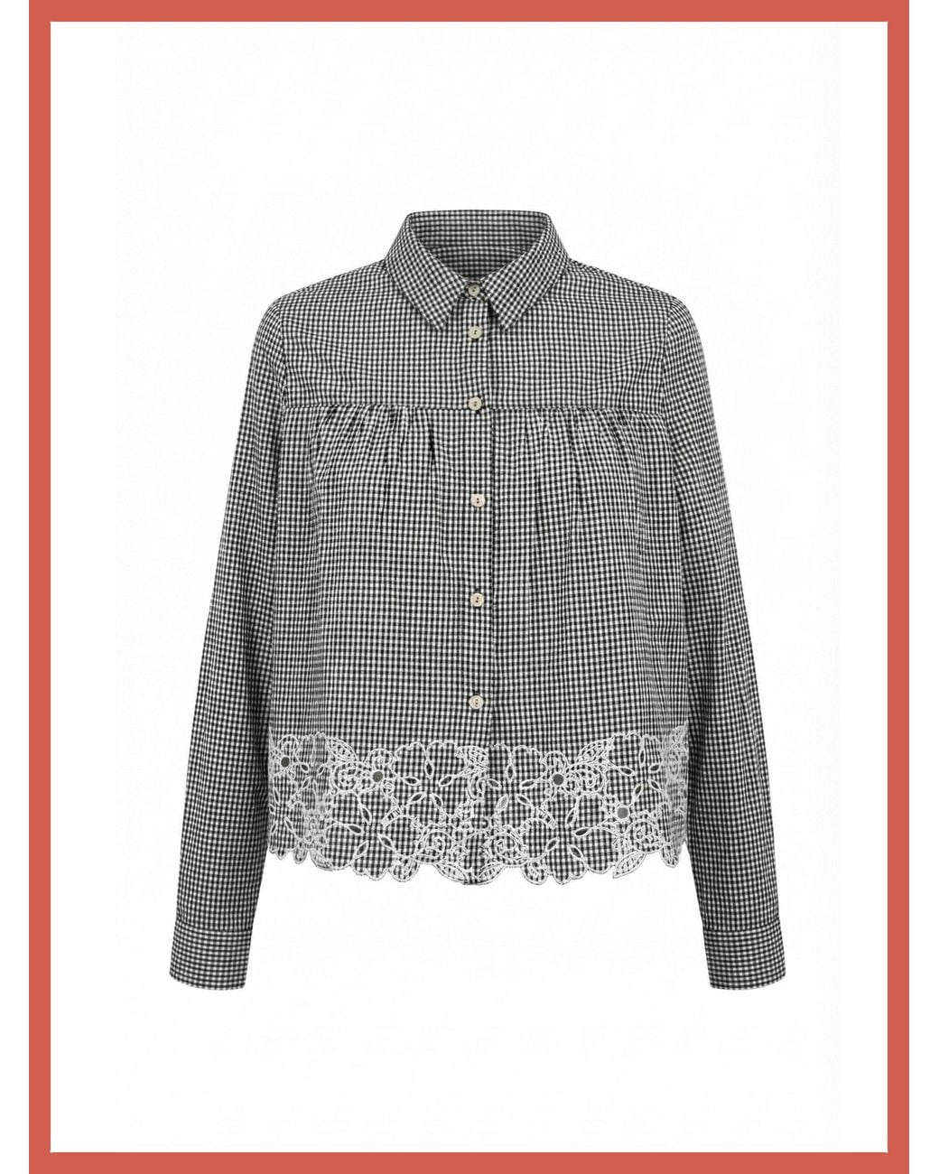 Nooki Design Gray Koren Embroidered Blouse