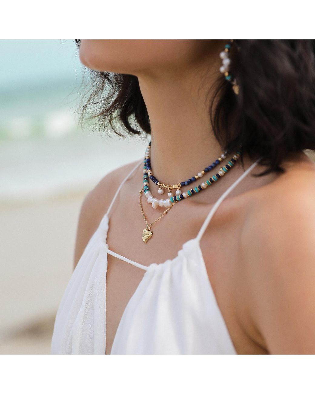 Retro Chic Metallic Ocean Lover Necklace Set