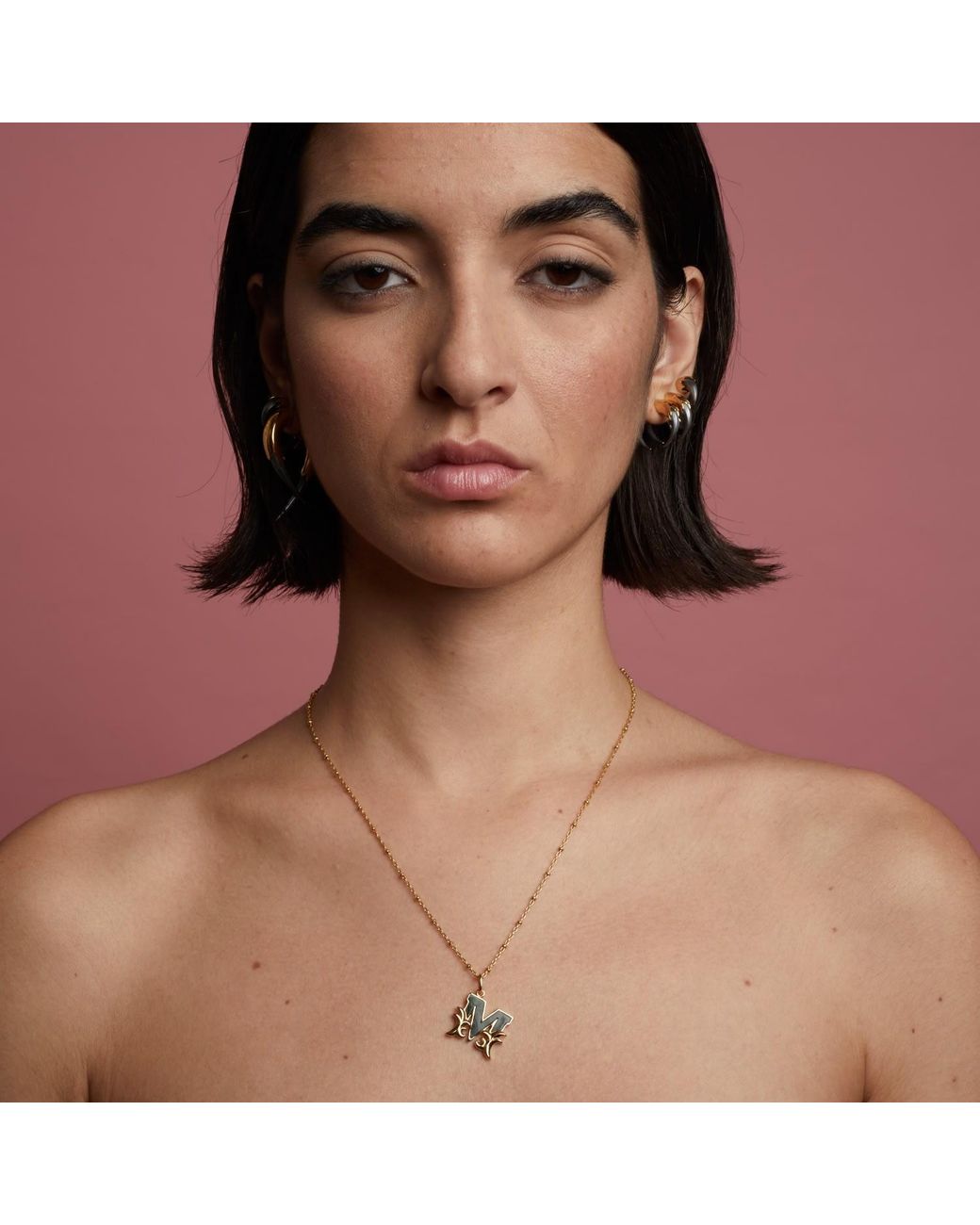Kasun White Solid Z Initial Necklace With Marble