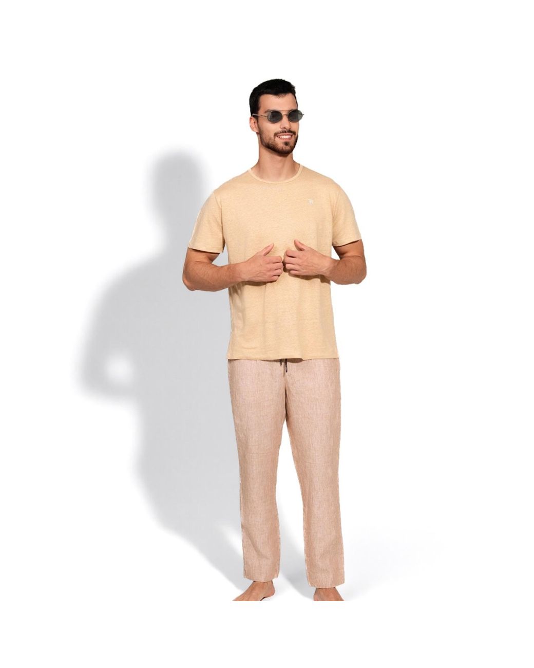 Maison Tangerine Natural Neutrals Linen T-Shirt Dune For for men